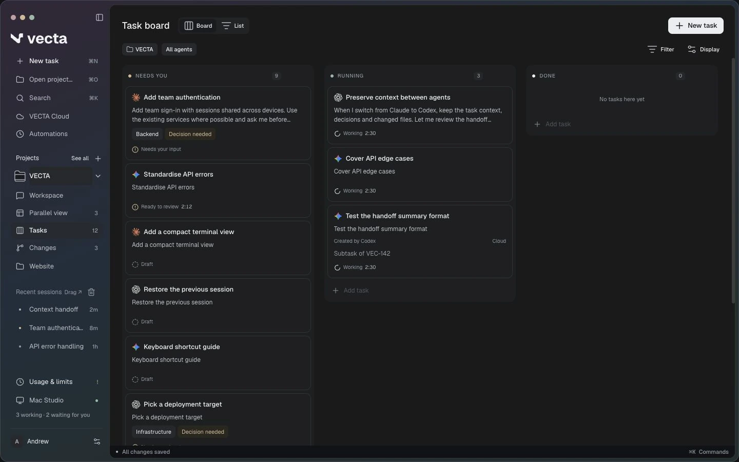 VECTA: project workspace